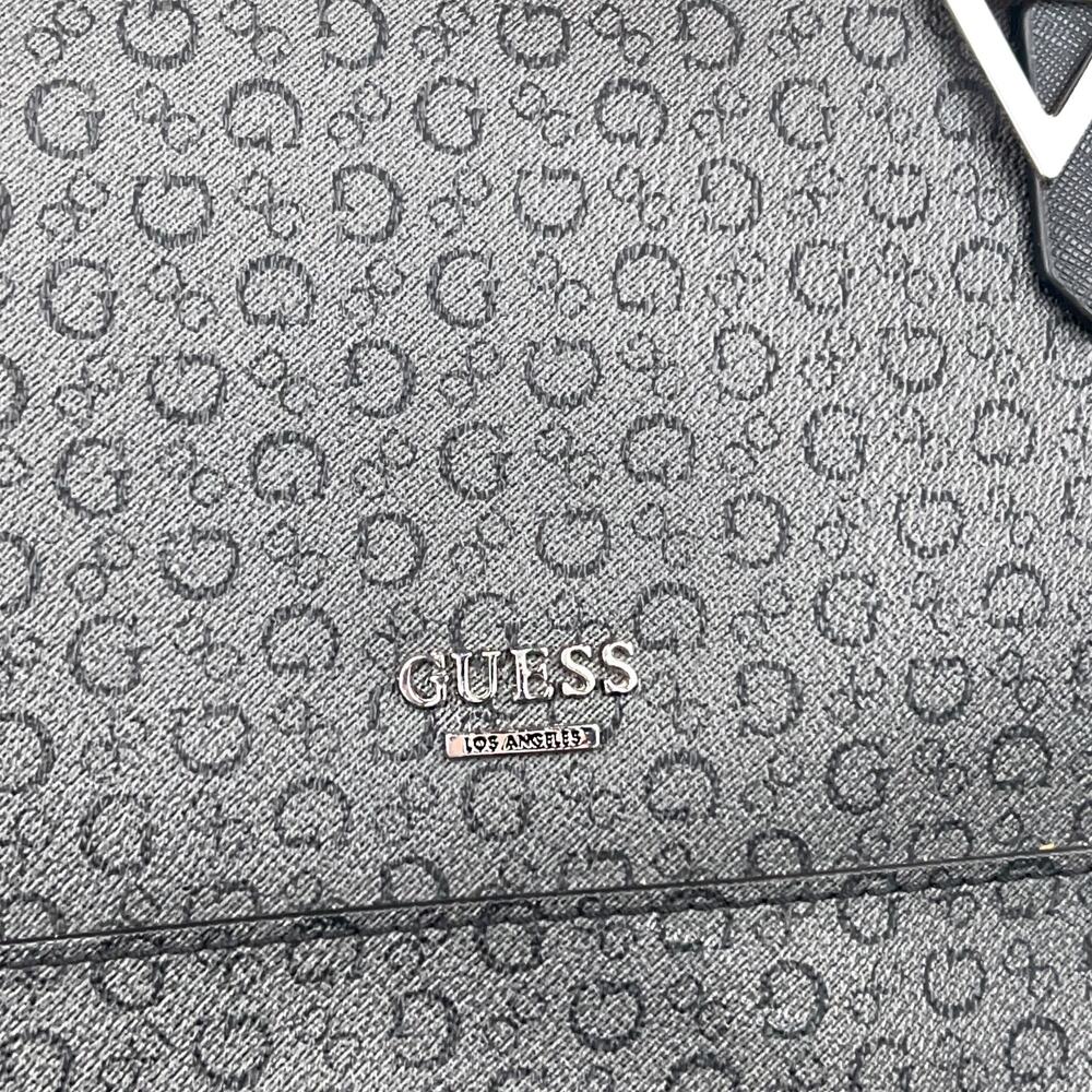 GUESS Clarke Signature Logo Faux Leather Tote Shopper Bag (Charcoal) - Picture 7 of 11